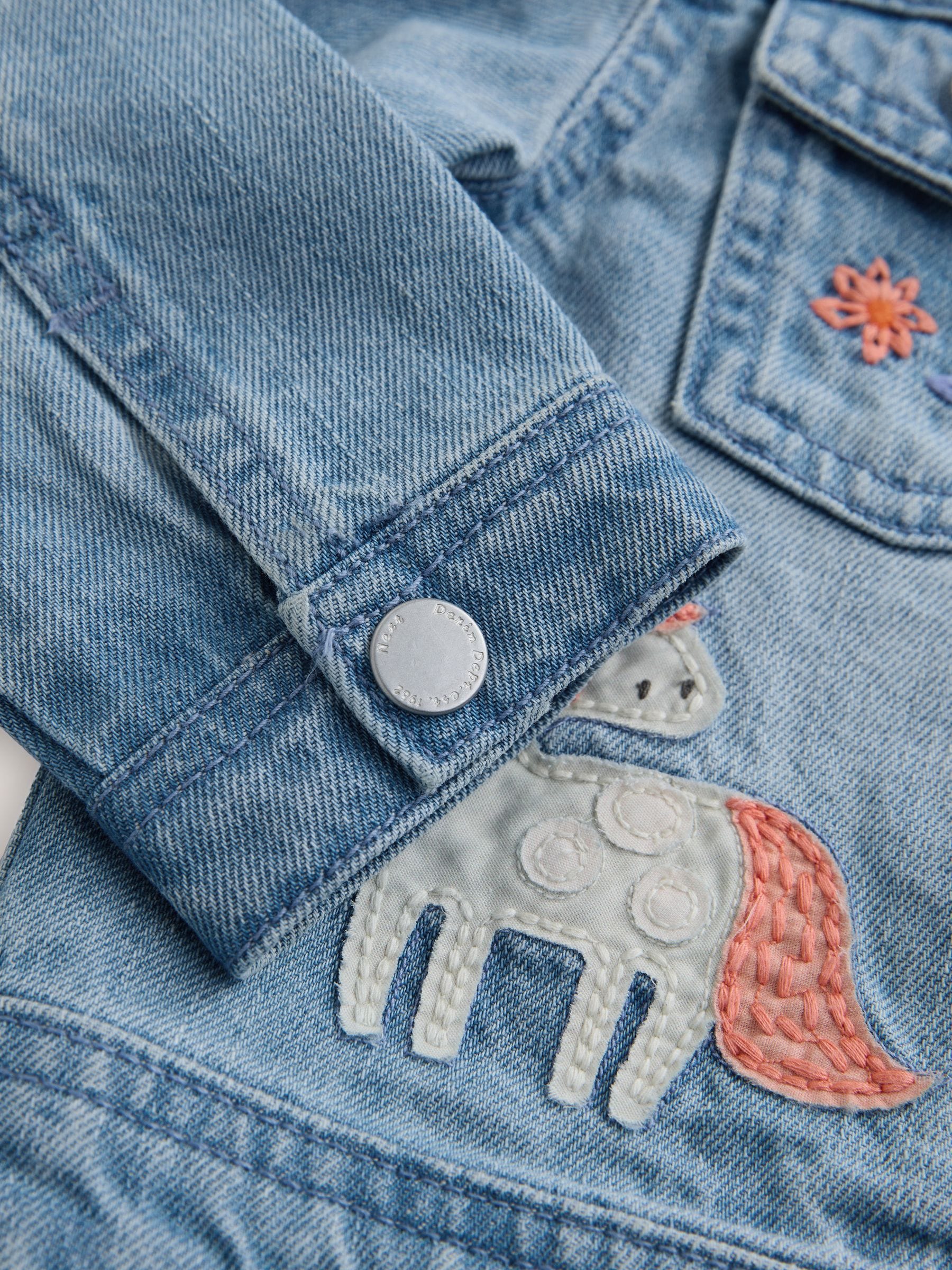 Dsiney Kidz - Mid Blue Denim Unicorn Embroidered Western Jacket (3mths-7yrs) image 8