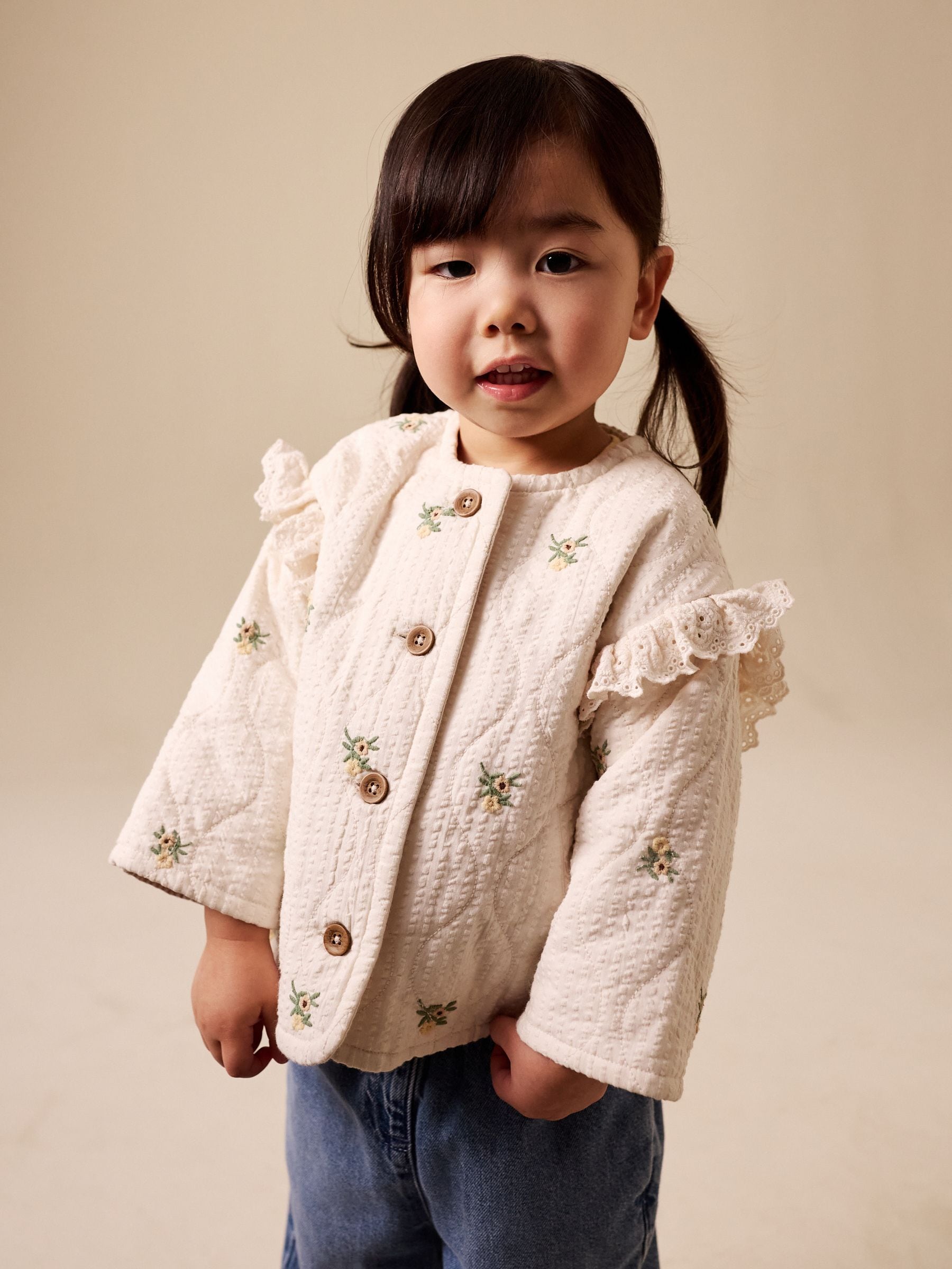 Dsiney Kidz - Cream Embroidered Quilted Jacket (3mths-7yrs) image 2