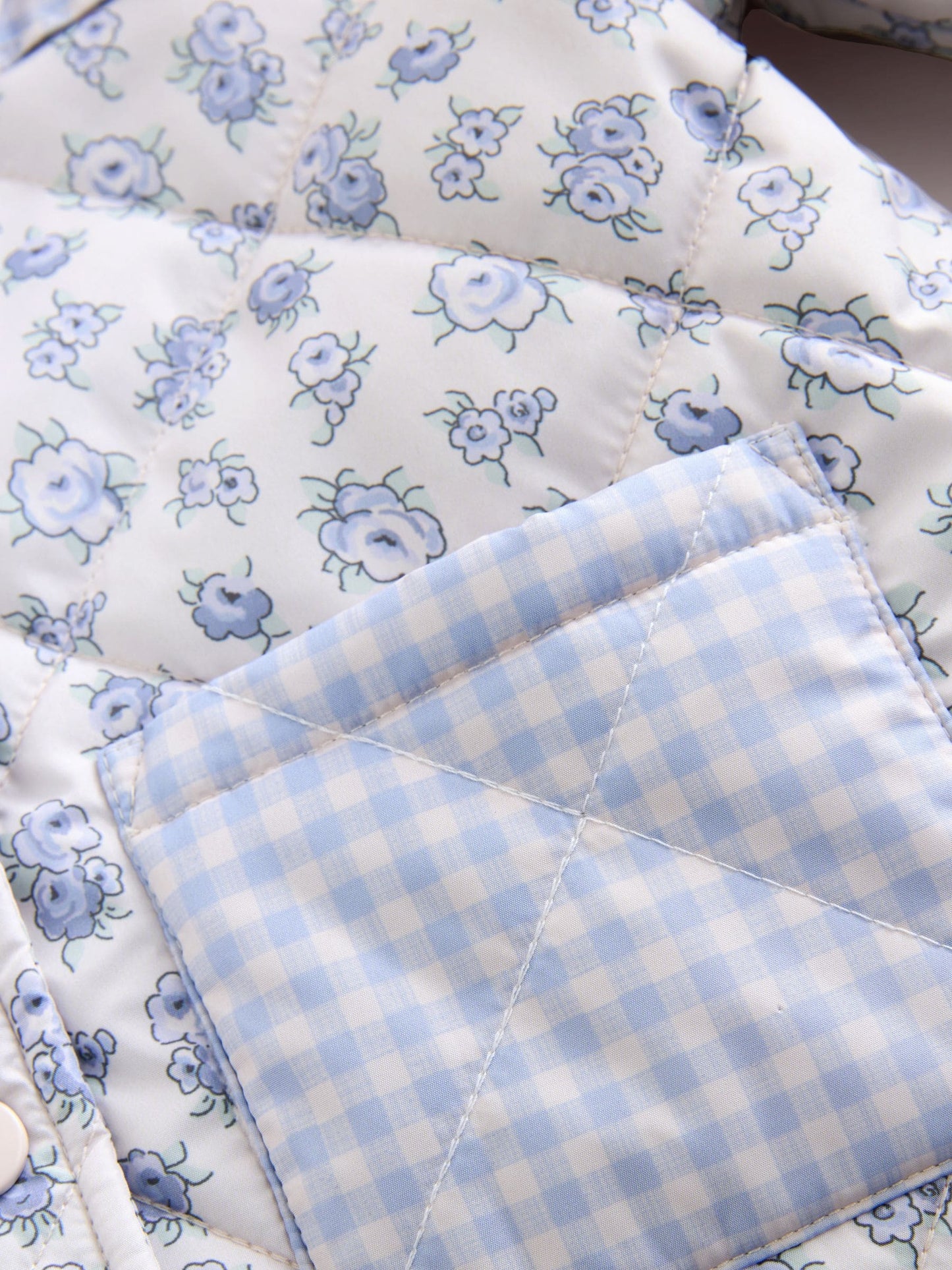 Dsiney Kidz - Blue/White Shower Resistant Frill Collar Quilted Jacket (3mths-7yrs) image 10