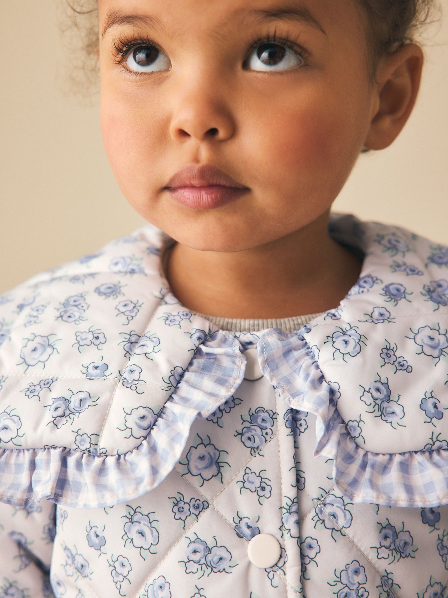 Dsiney Kidz - Blue/White Shower Resistant Frill Collar Quilted Jacket (3mths-7yrs) image 3