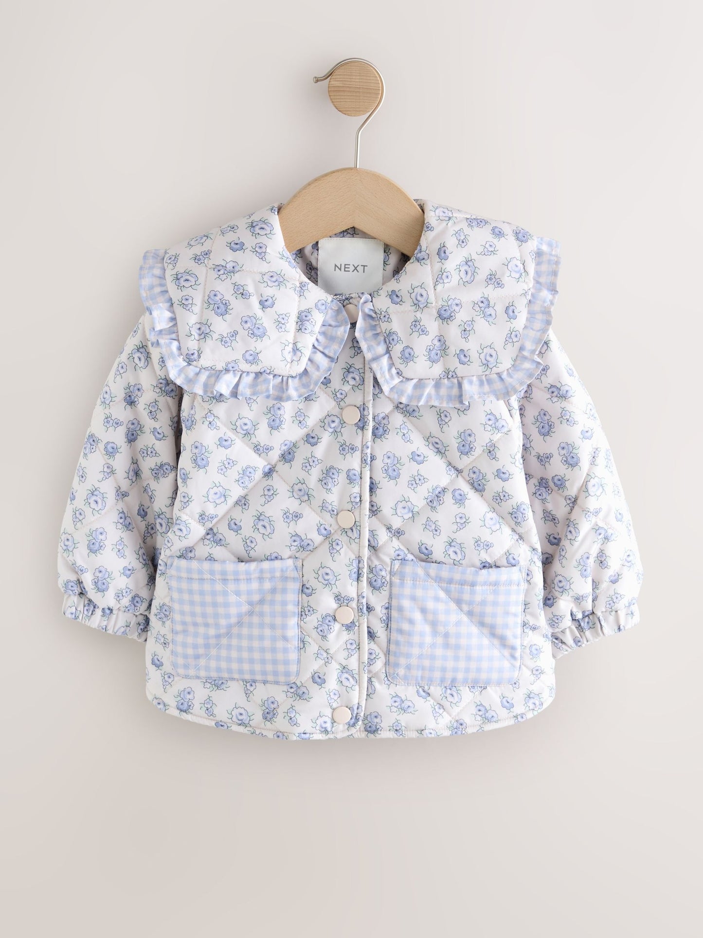Dsiney Kidz - Blue/White Shower Resistant Frill Collar Quilted Jacket (3mths-7yrs) image 6