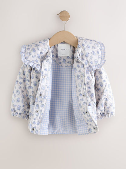 Dsiney Kidz - Blue/White Shower Resistant Frill Collar Quilted Jacket (3mths-7yrs) image 7