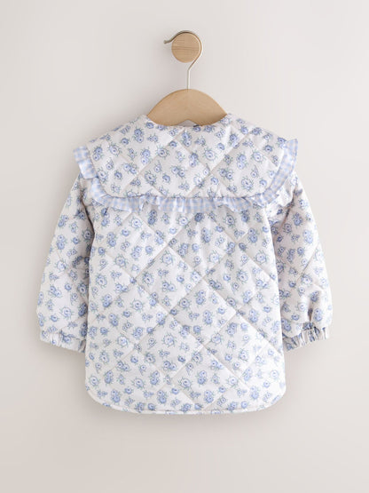 Dsiney Kidz - Blue/White Shower Resistant Frill Collar Quilted Jacket (3mths-7yrs) image 8