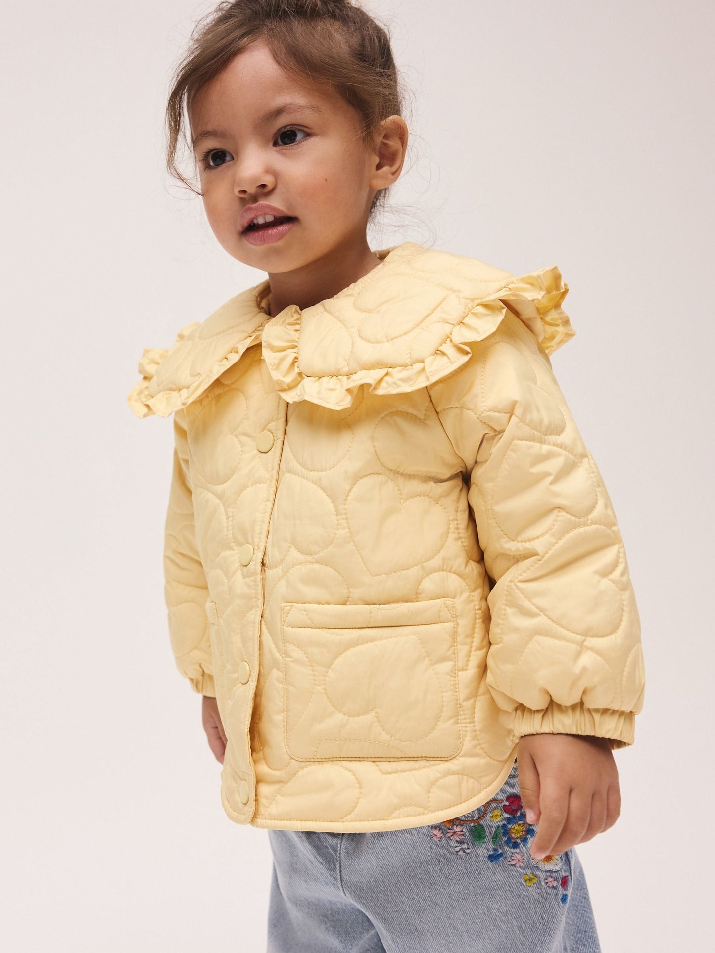 Dsiney Kidz - Lemon Yellow Shower Resistant Frill Collar Quilted Jacket (3mths-7yrs) image 1