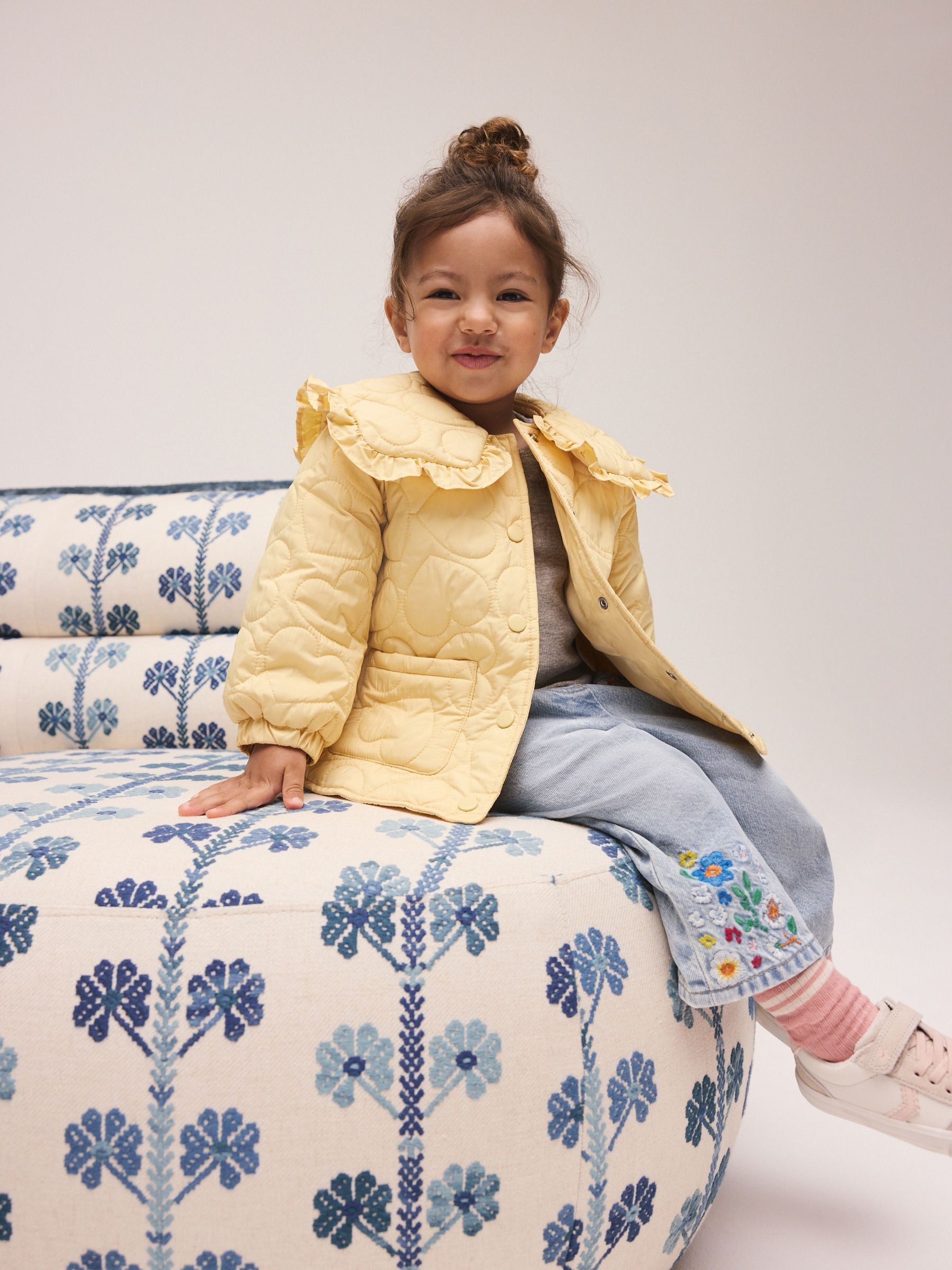 Dsiney Kidz - Lemon Yellow Shower Resistant Frill Collar Quilted Jacket (3mths-7yrs) image 2