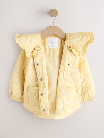 Dsiney Kidz - Lemon Yellow Shower Resistant Frill Collar Quilted Jacket (3mths-7yrs) image 7