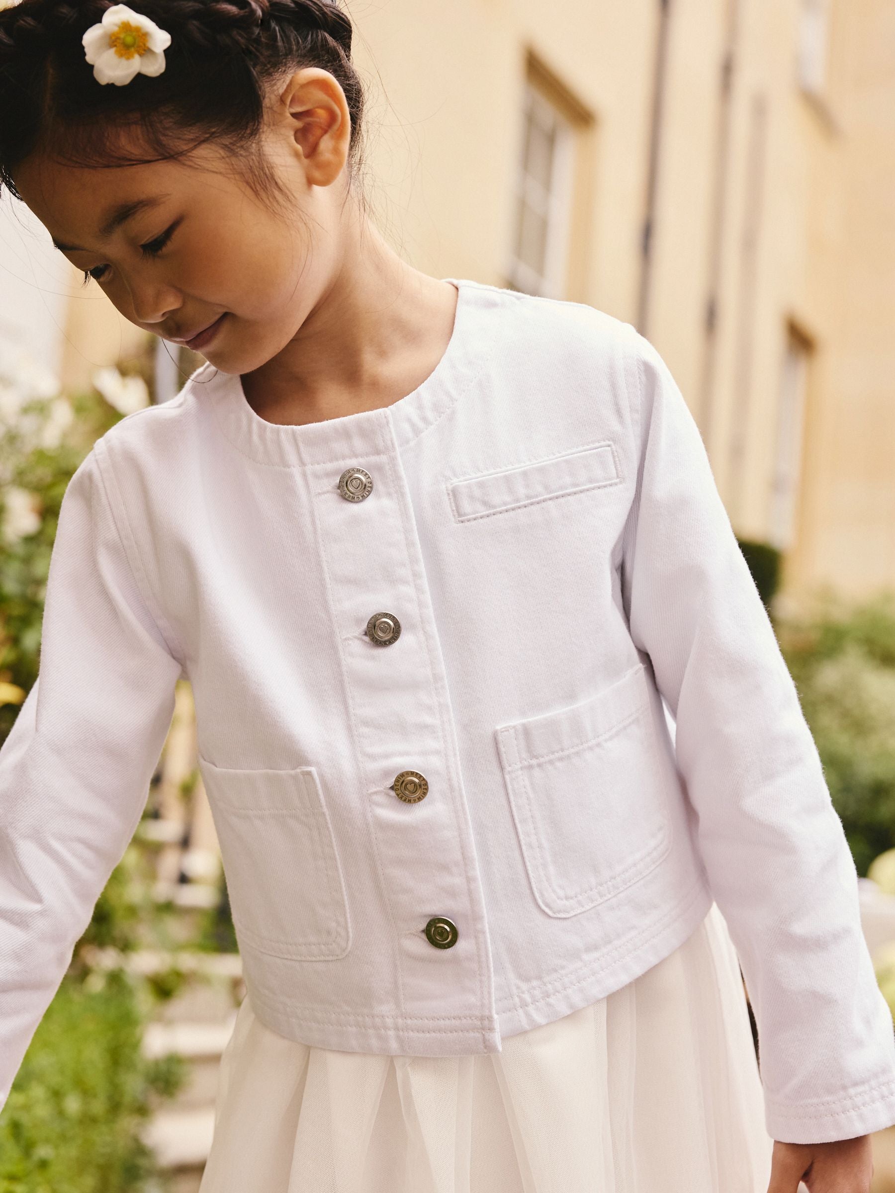 Dsiney Kidz - White Collarless Denim Jacket (3-16yrs) image 1