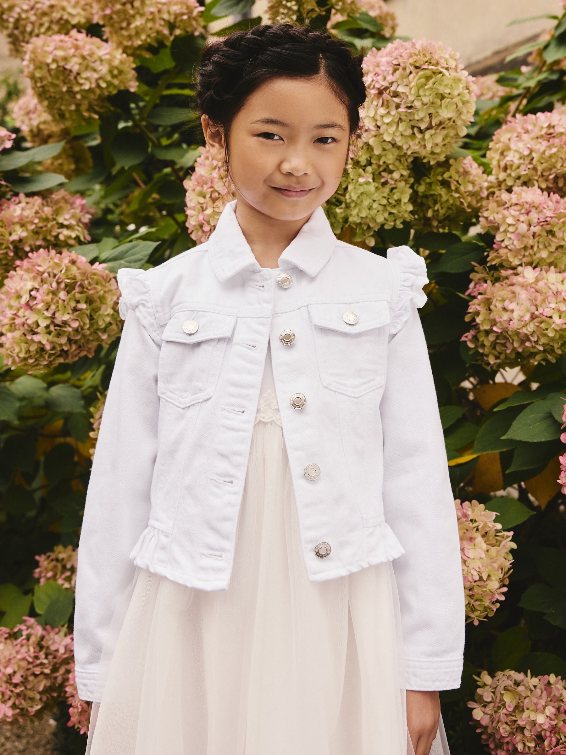 Dsiney Kidz - White Frill Shoulder Denim Jacket (3-16yrs) image 1