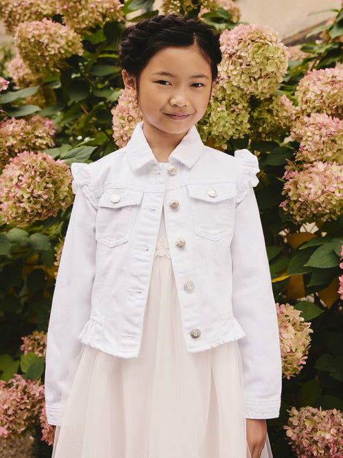 Dsiney Kidz - White Frill Shoulder Denim Jacket (3-16yrs) image 1