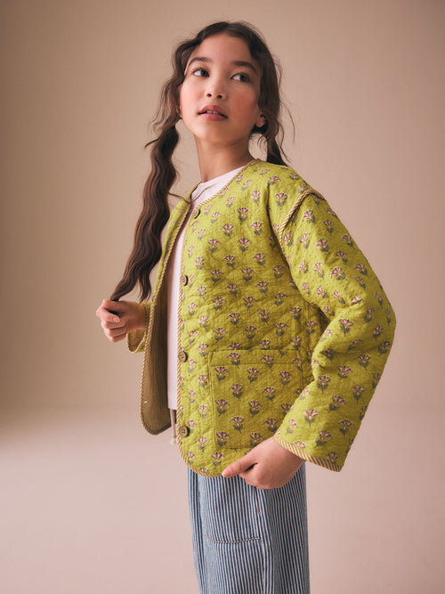 Dsiney Kidz - Olive Green Print Cotton Quilted Jacket (3-16yrs) image 1