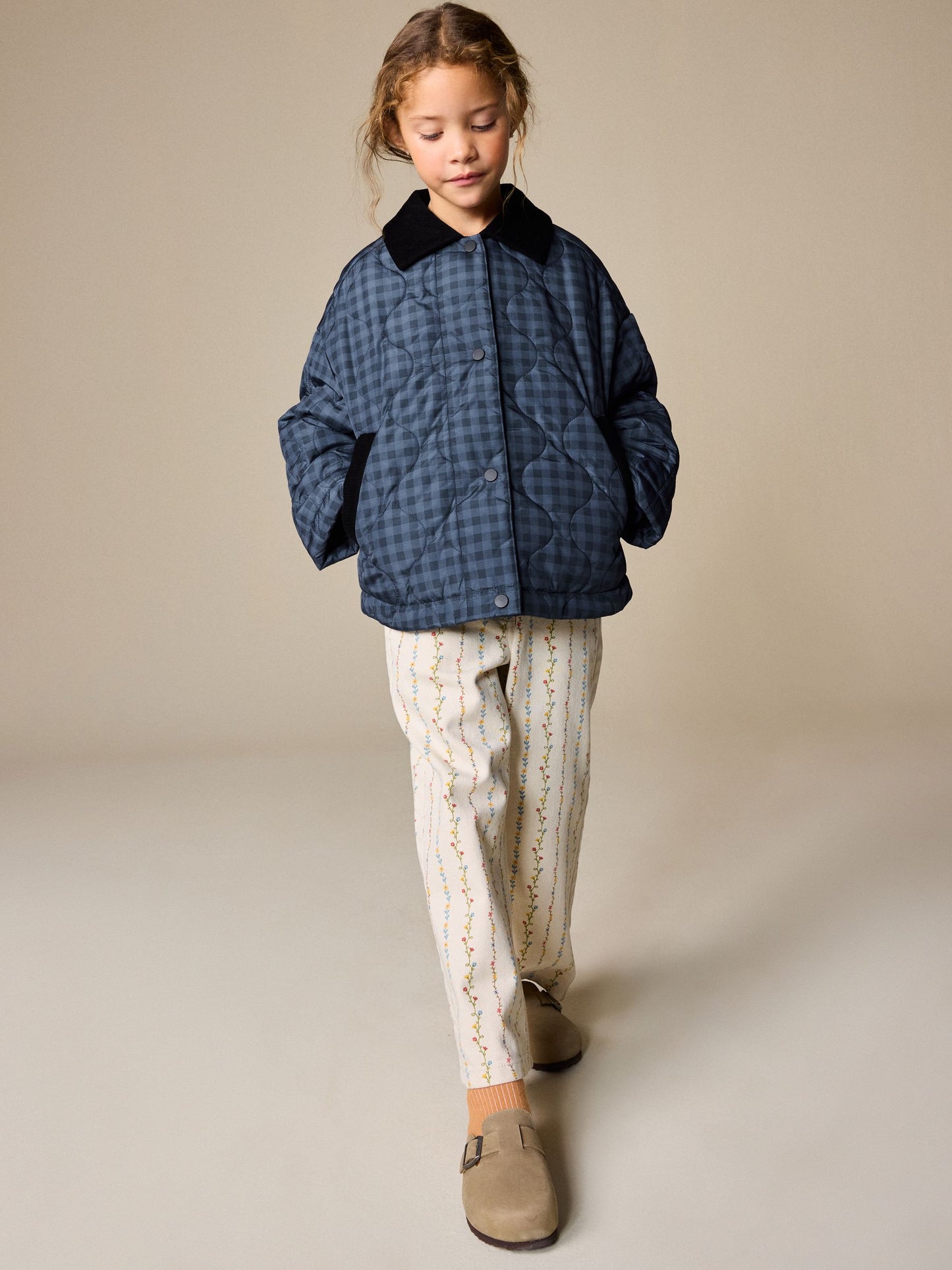 Dsiney Kidz - Navy Check Shower Resistant Quilted Barn Jacket (3-16yrs) image 1