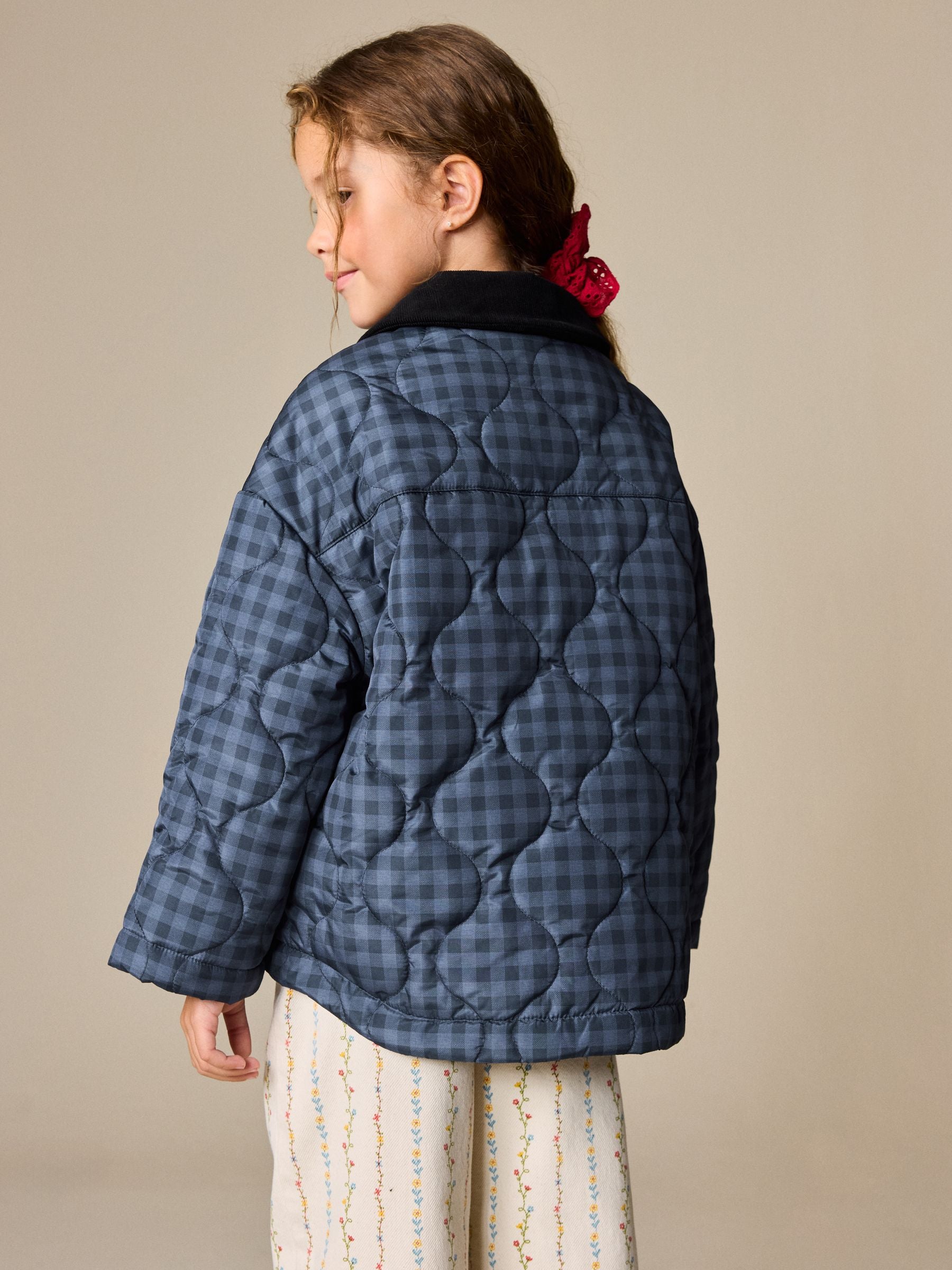 Dsiney Kidz - Navy Check Shower Resistant Quilted Barn Jacket (3-16yrs) image 4