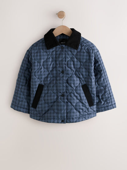 Dsiney Kidz - Navy Check Shower Resistant Quilted Barn Jacket (3-16yrs) image 5
