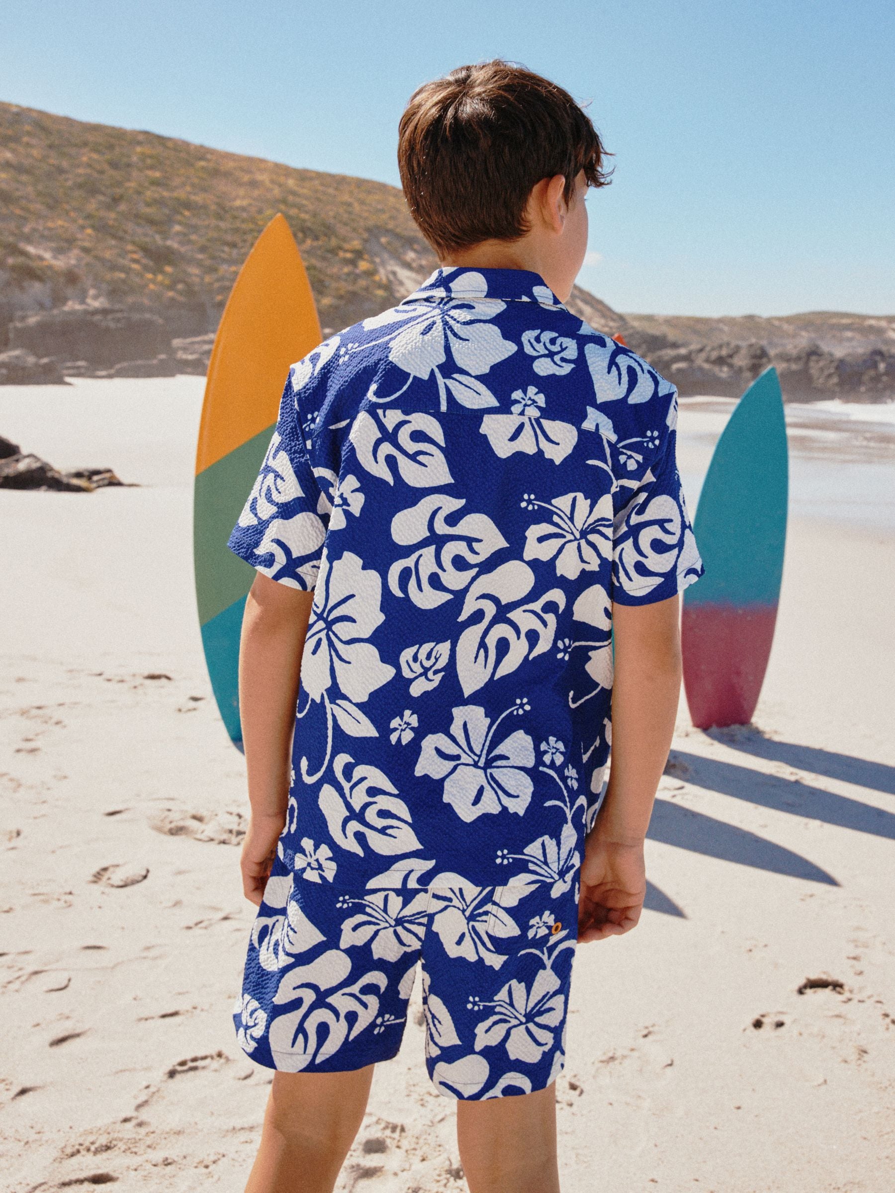 Dsiney Kidz - Navy Hawaiian Print Swim Shorts and Shirt Set (3-16yrs) image 3
