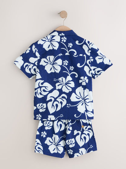 Dsiney Kidz - Navy Hawaiian Print Swim Shorts and Shirt Set (3-16yrs) image 6