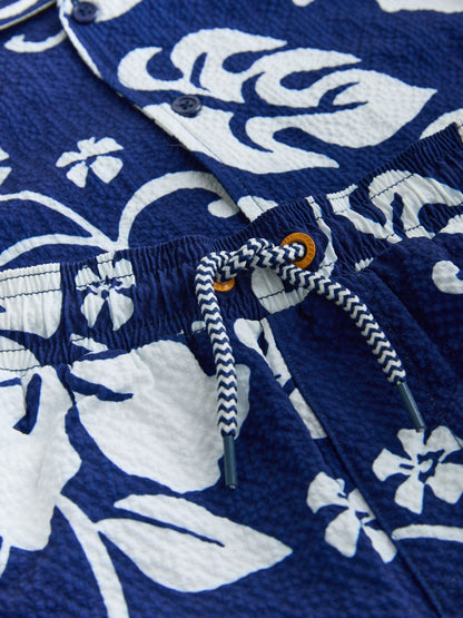 Dsiney Kidz - Navy Hawaiian Print Swim Shorts and Shirt Set (3-16yrs) image 8