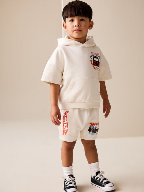 White Hot Wheels Short Sleeve Hoodie and Shorts Set (6mths-8yrs) image 1