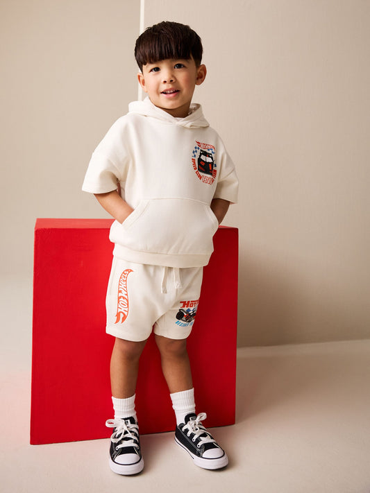White Hot Wheels Short Sleeve Hoodie and Shorts Set (6mths-8yrs) image 3