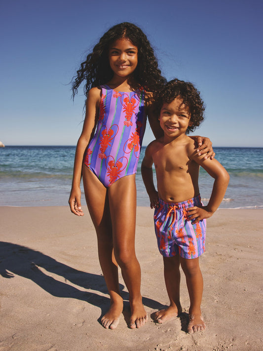 Pink/Lilac Printed Swim Shorts (3mths-7yrs) image 3