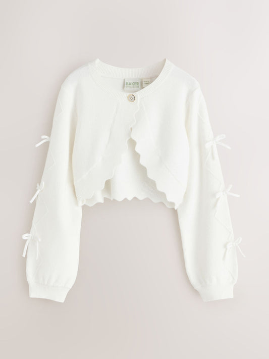 Baker by Ted Baker Bow Sleeve Scallop Edge Cardigan image 1