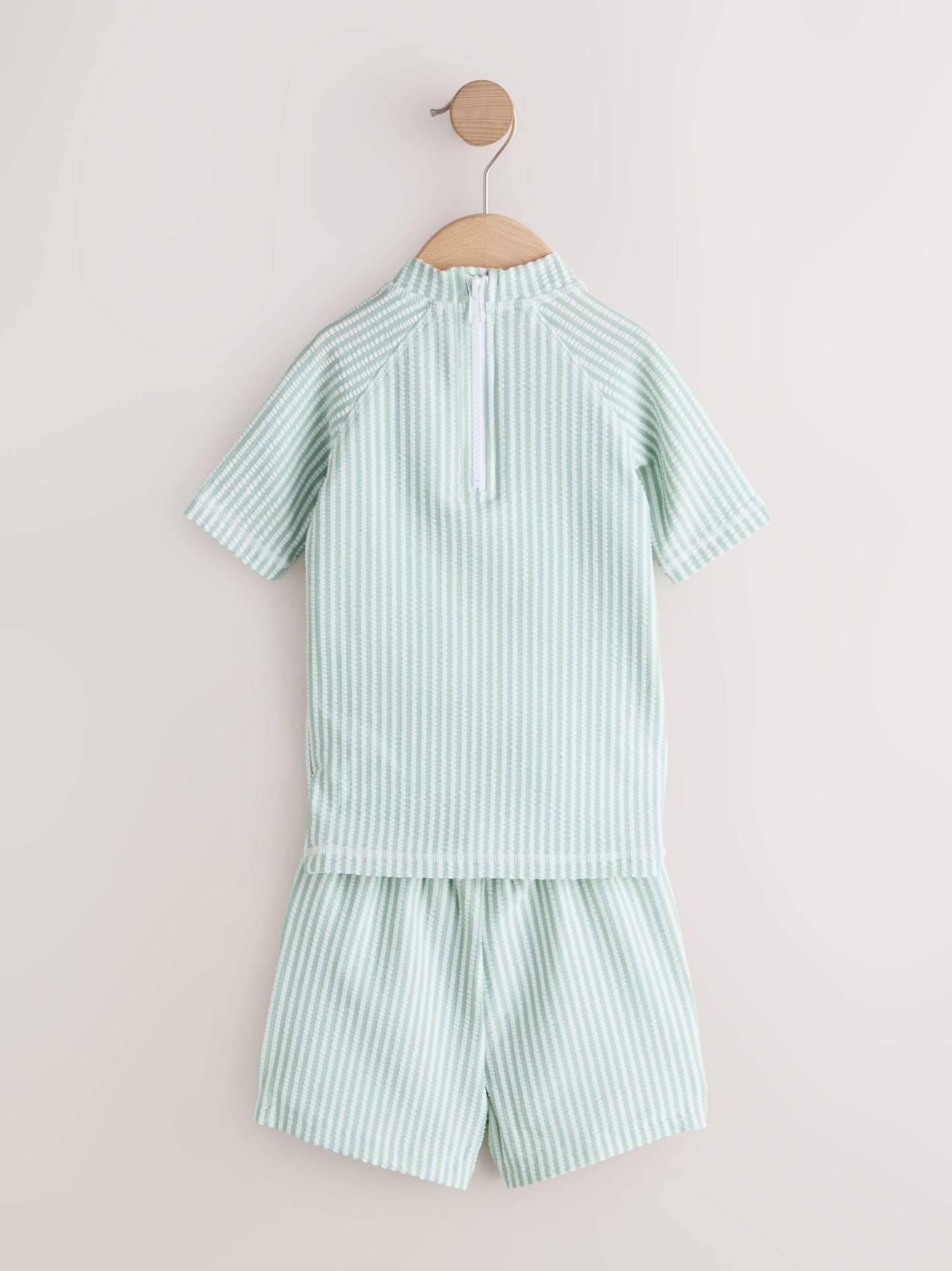 Green Textured Rash Vest and Swim Shorts Set (3mths-7yrs) image 2