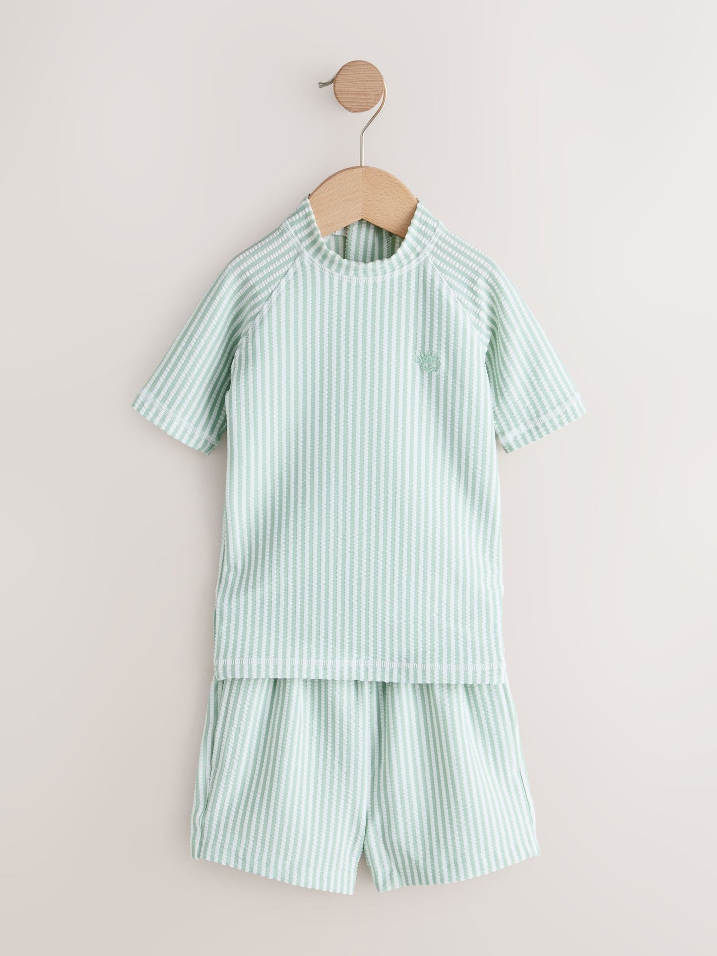 Green Textured Rash Vest and Swim Shorts Set (3mths-7yrs) image 1