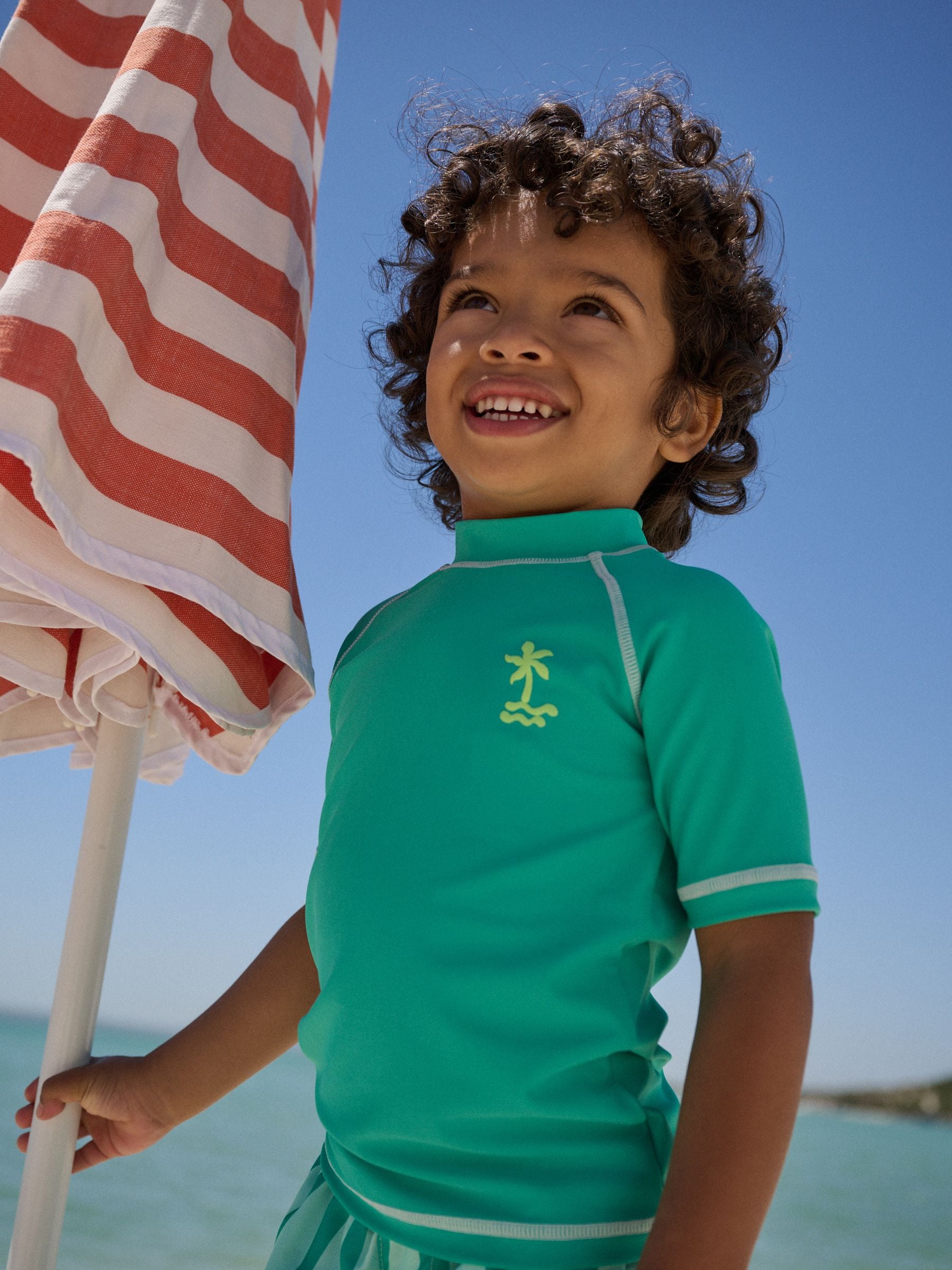 Green Short Sleeve Sunsafe Rash Vest and Swim Shorts Set (3mths-7yrs) image 3