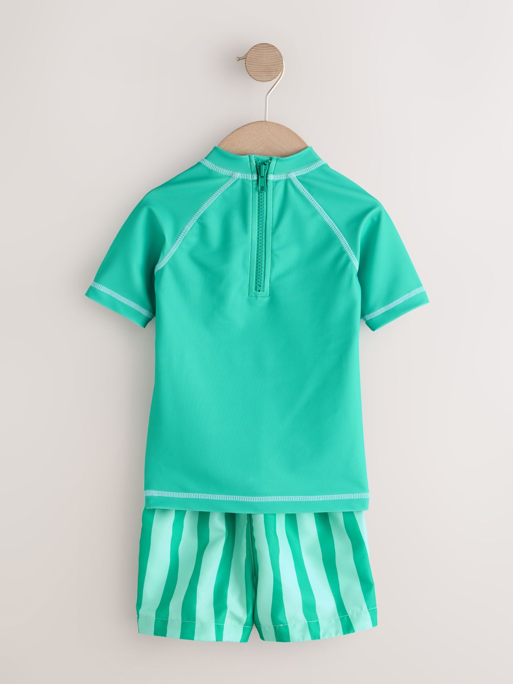 Green Short Sleeve Sunsafe Rash Vest and Swim Shorts Set (3mths-7yrs) image 5