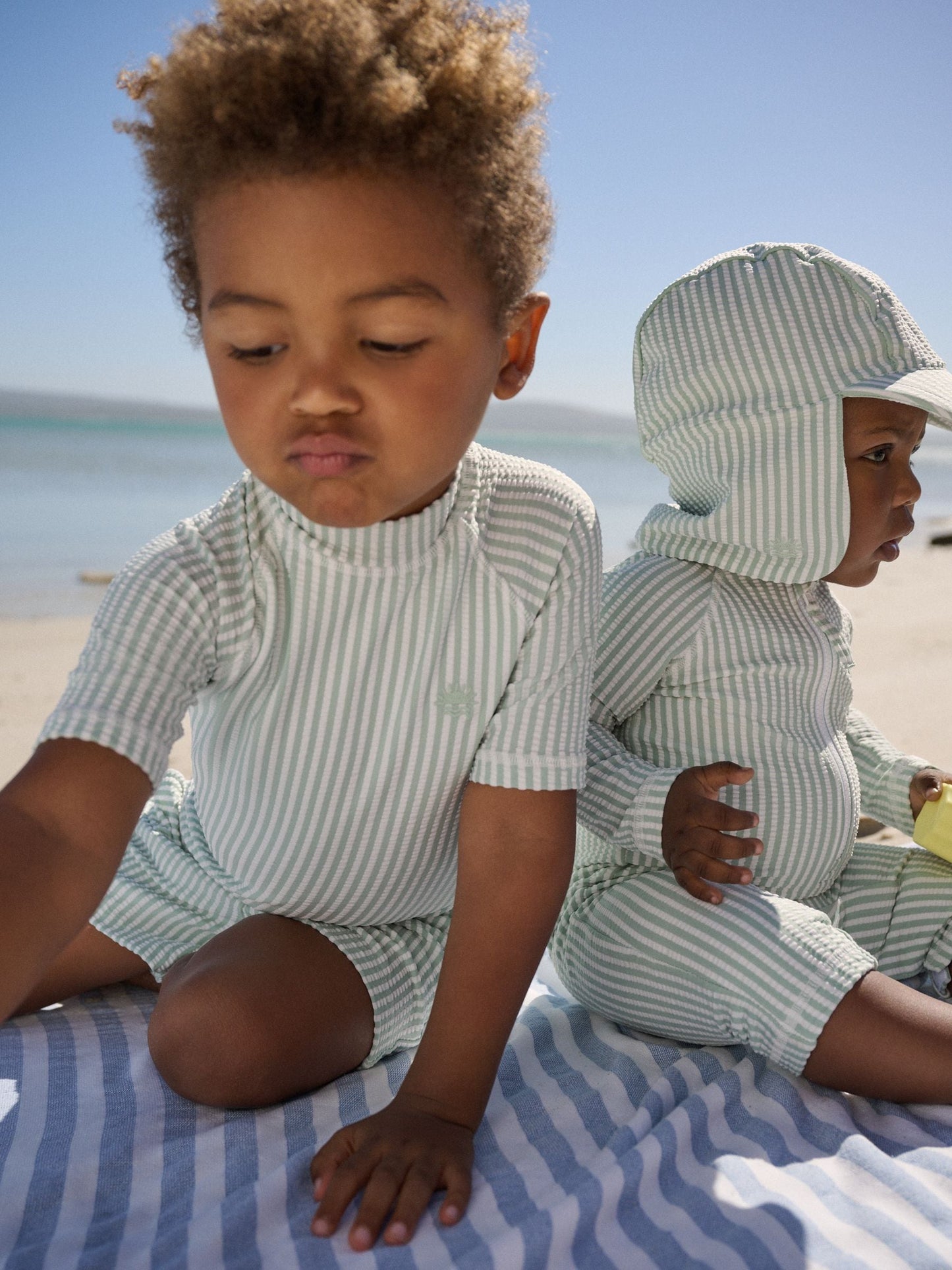 Mint Green Striped Sunsafe Swimsuit and Hat Set (3mths-7yrs) image 4