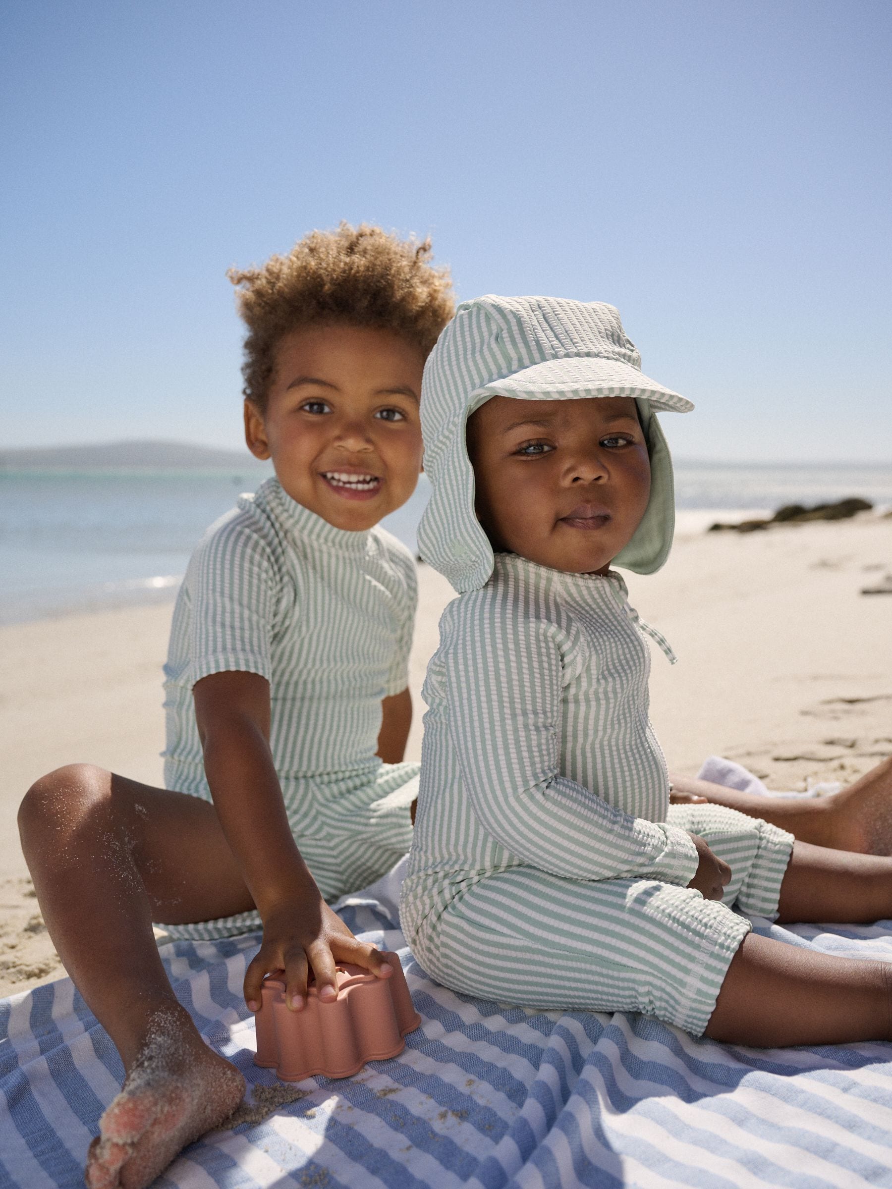 Mint Green Striped Sunsafe Swimsuit and Hat Set (3mths-7yrs) image 5