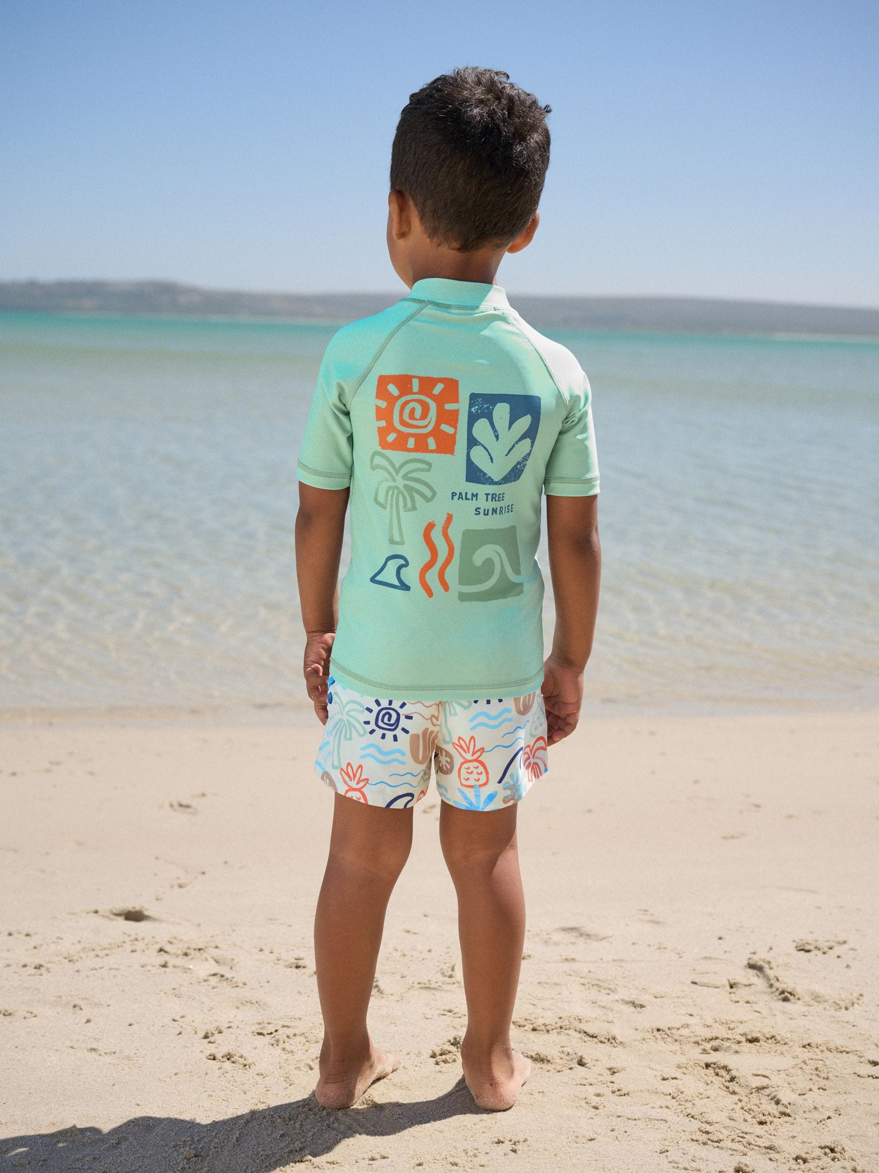 Sage Green Rash Vest and Swim Shorts Set (3mths-7yrs) image 3
