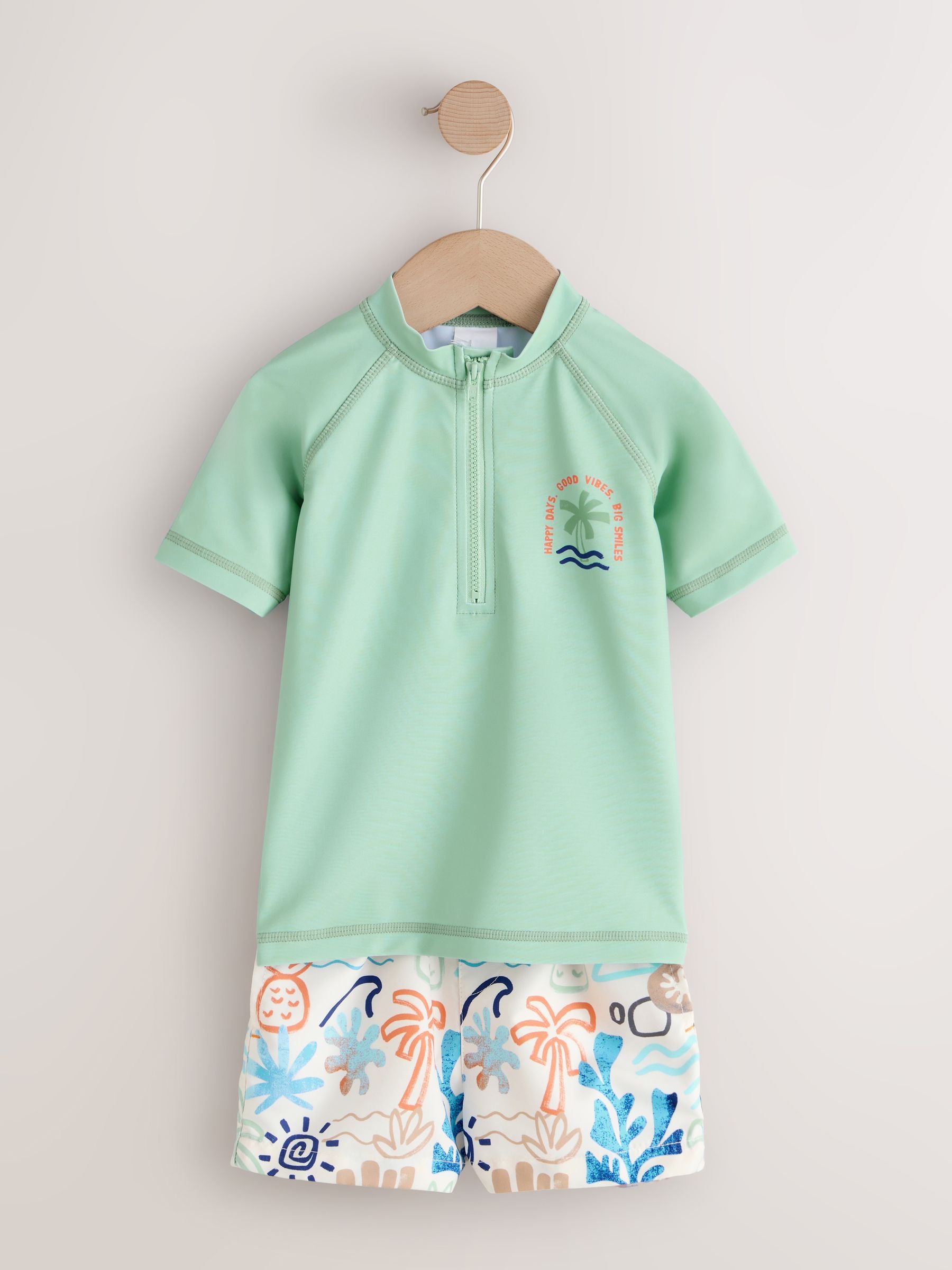 Sage Green Rash Vest and Swim Shorts Set (3mths-7yrs) image 5