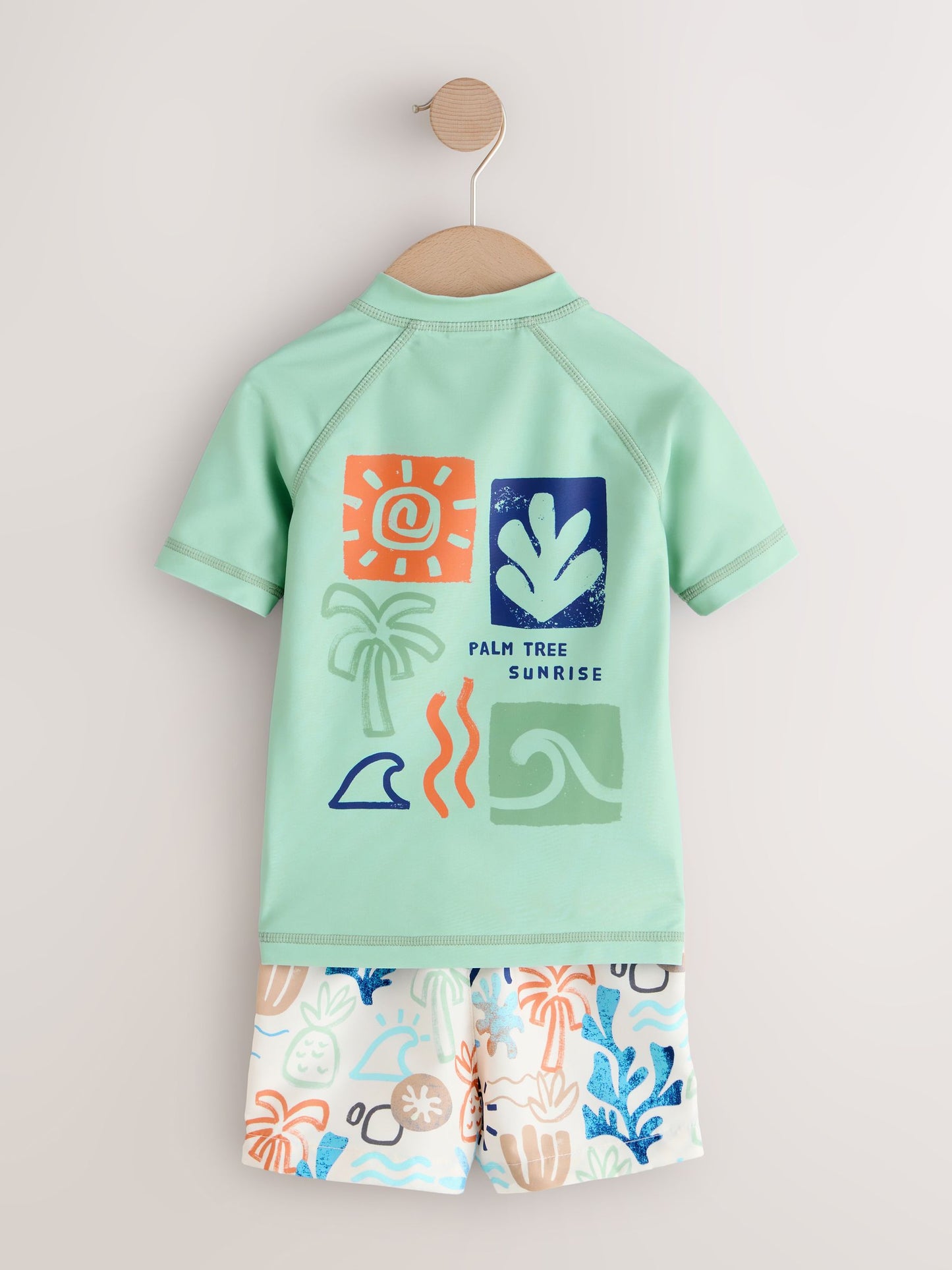 Sage Green Rash Vest and Swim Shorts Set (3mths-7yrs) image 6