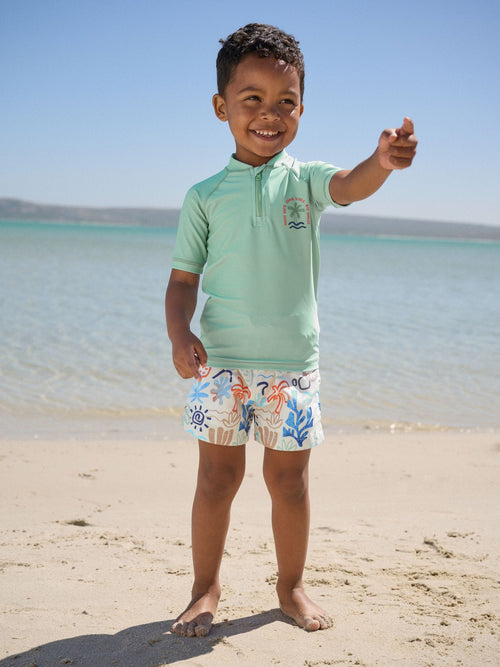Sage Green Rash Vest and Swim Shorts Set (3mths-7yrs) image 1