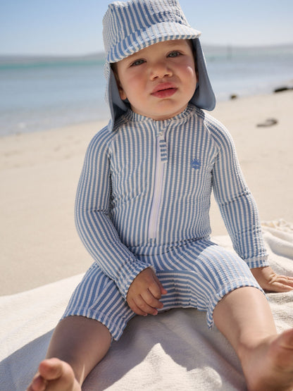 Light Blue Striped Sunsafe Swimsuit and Hat Set (3mths-7yrs) image 1