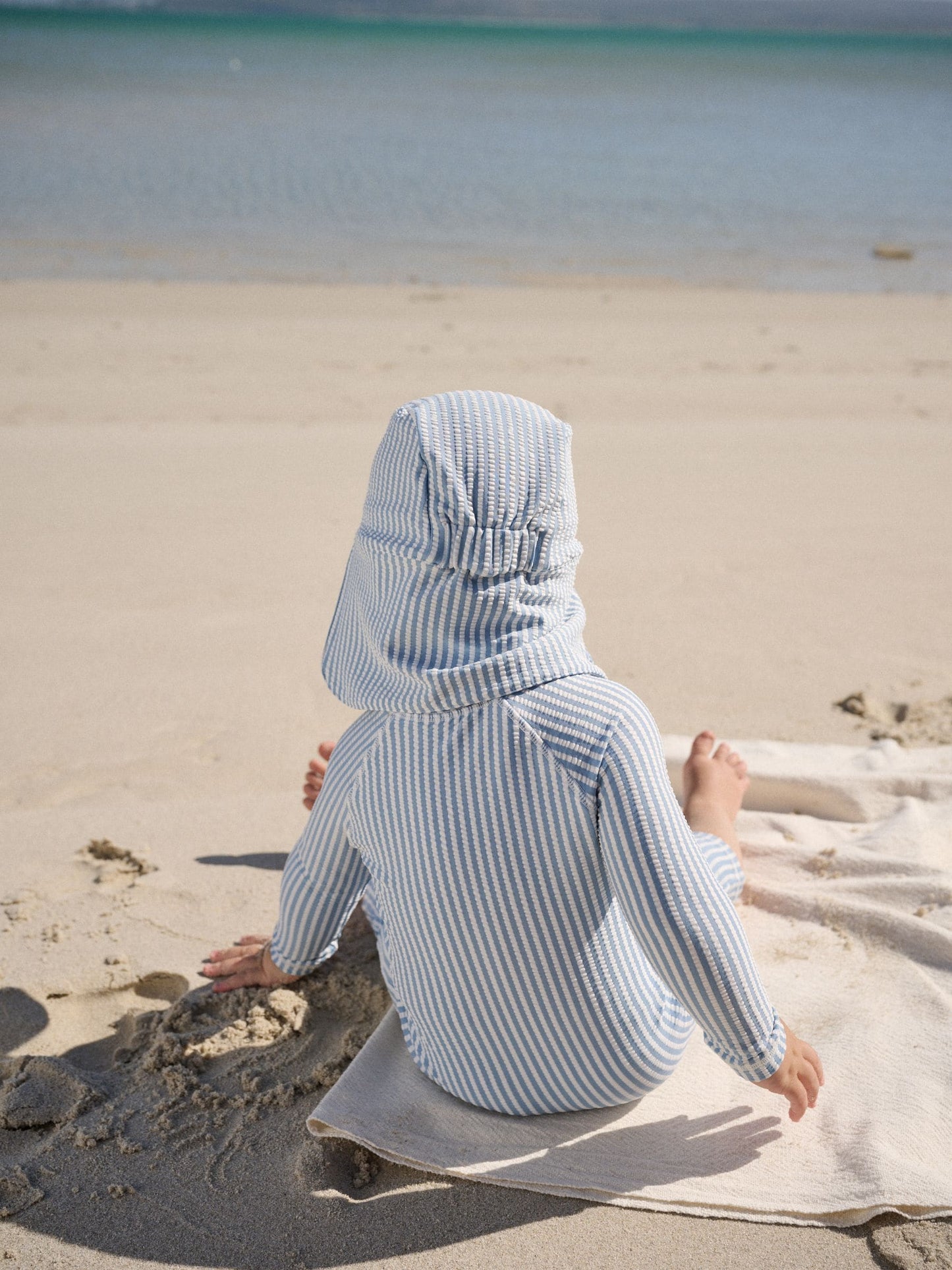 Light Blue Striped Sunsafe Swimsuit and Hat Set (3mths-7yrs) image 3