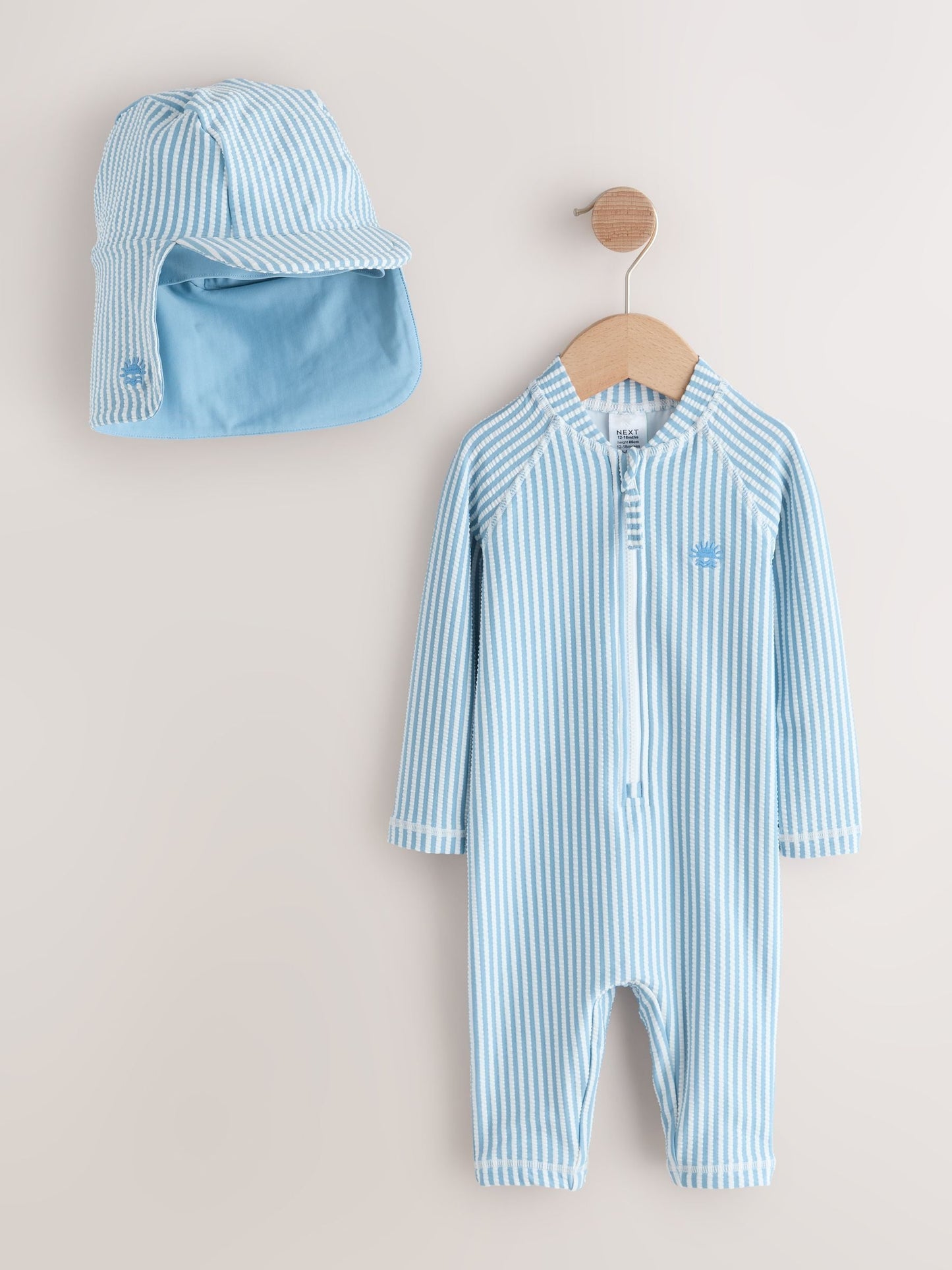 Light Blue Striped Sunsafe Swimsuit and Hat Set (3mths-7yrs) image 6