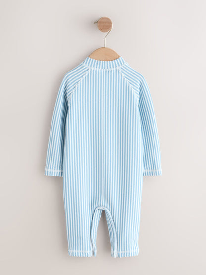 Light Blue Striped Sunsafe Swimsuit and Hat Set (3mths-7yrs) image 7