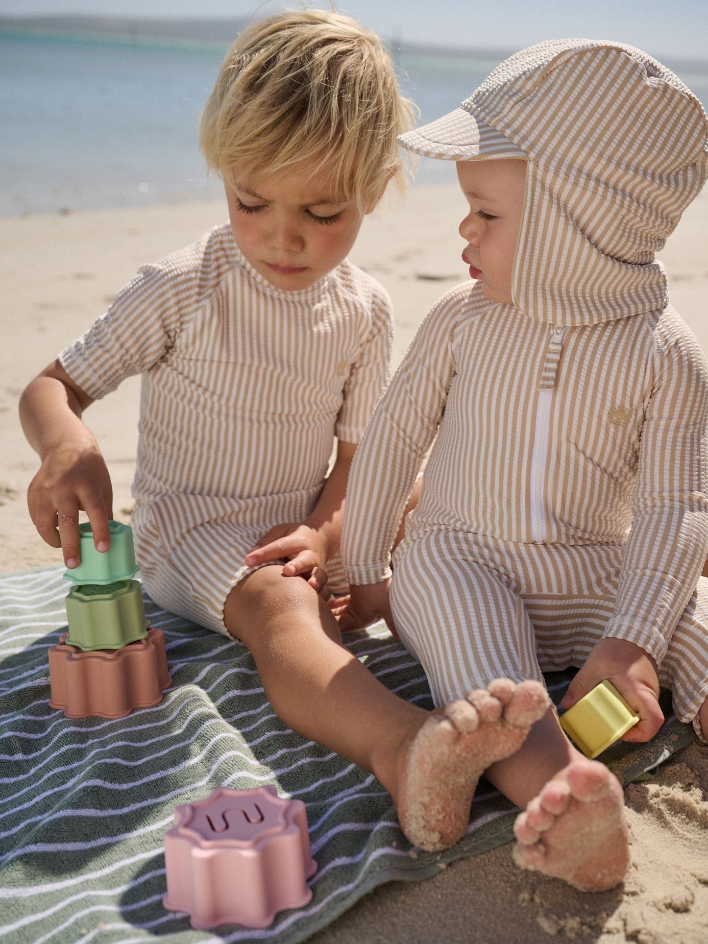 Neutral Textured Rash Vest and Swim Shorts Set (3mths-7yrs) image 2