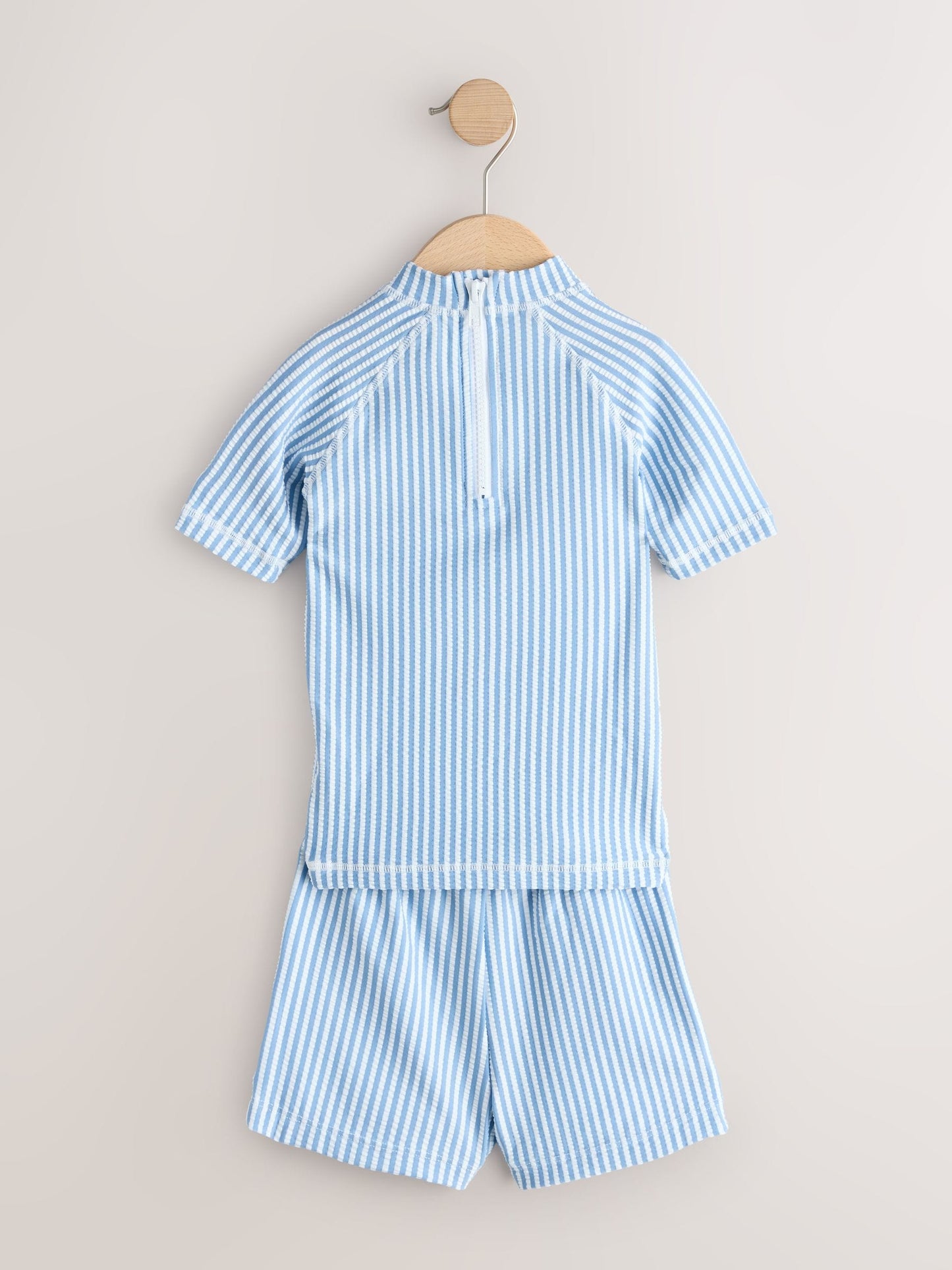 Blue Textured Rash Vest and Swim Shorts Set (3mths-7yrs) image 2
