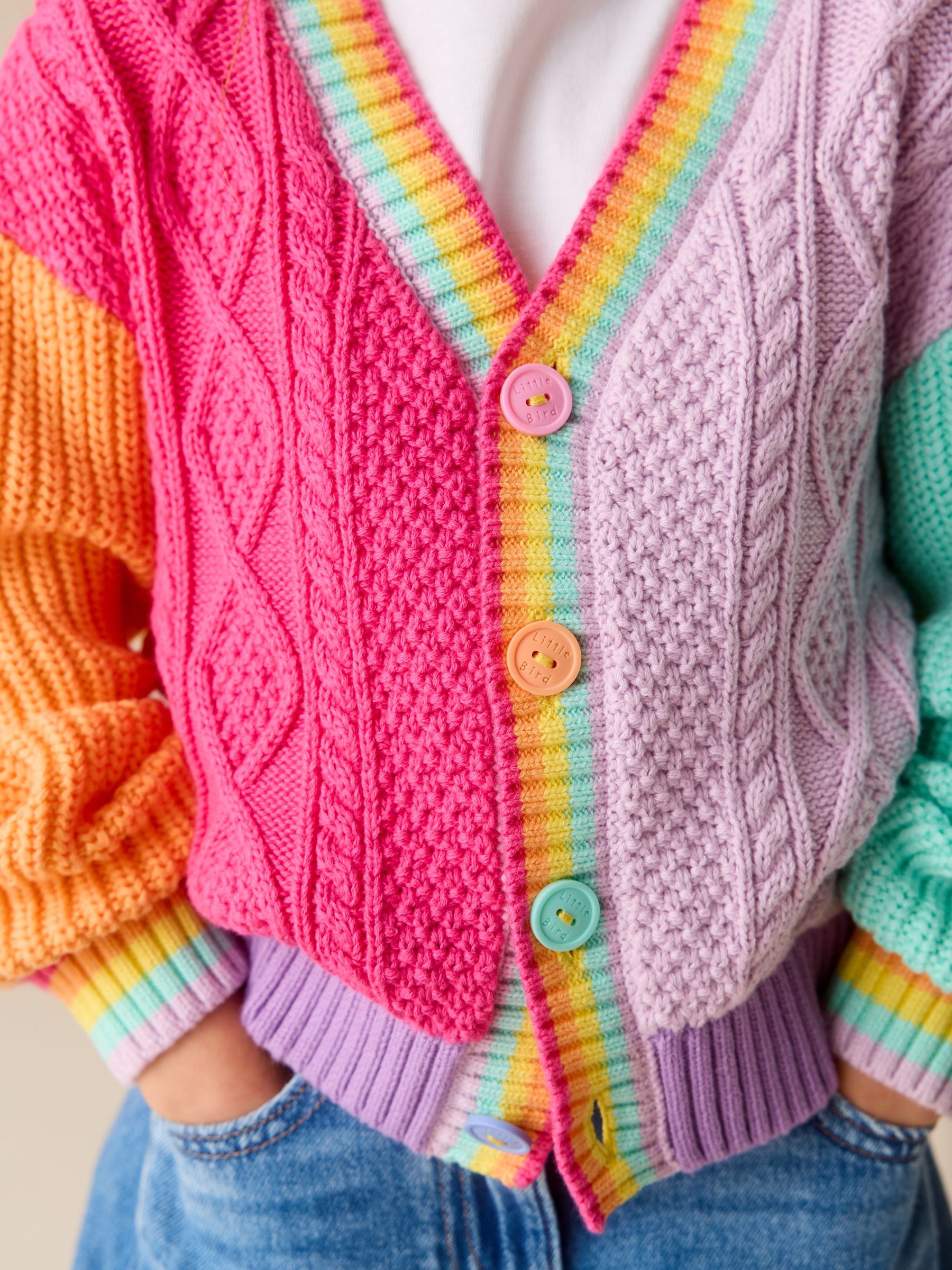 Dsiney Kidz - Little Bird by Jools Oliver Pastel Colourblock Knitted V-Neck Cardigan image 2