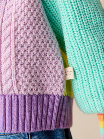 Dsiney Kidz - Little Bird by Jools Oliver Pastel Colourblock Knitted V-Neck Cardigan image 3