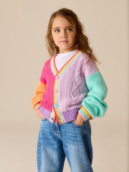 Dsiney Kidz - Little Bird by Jools Oliver Pastel Colourblock Knitted V-Neck Cardigan image 4