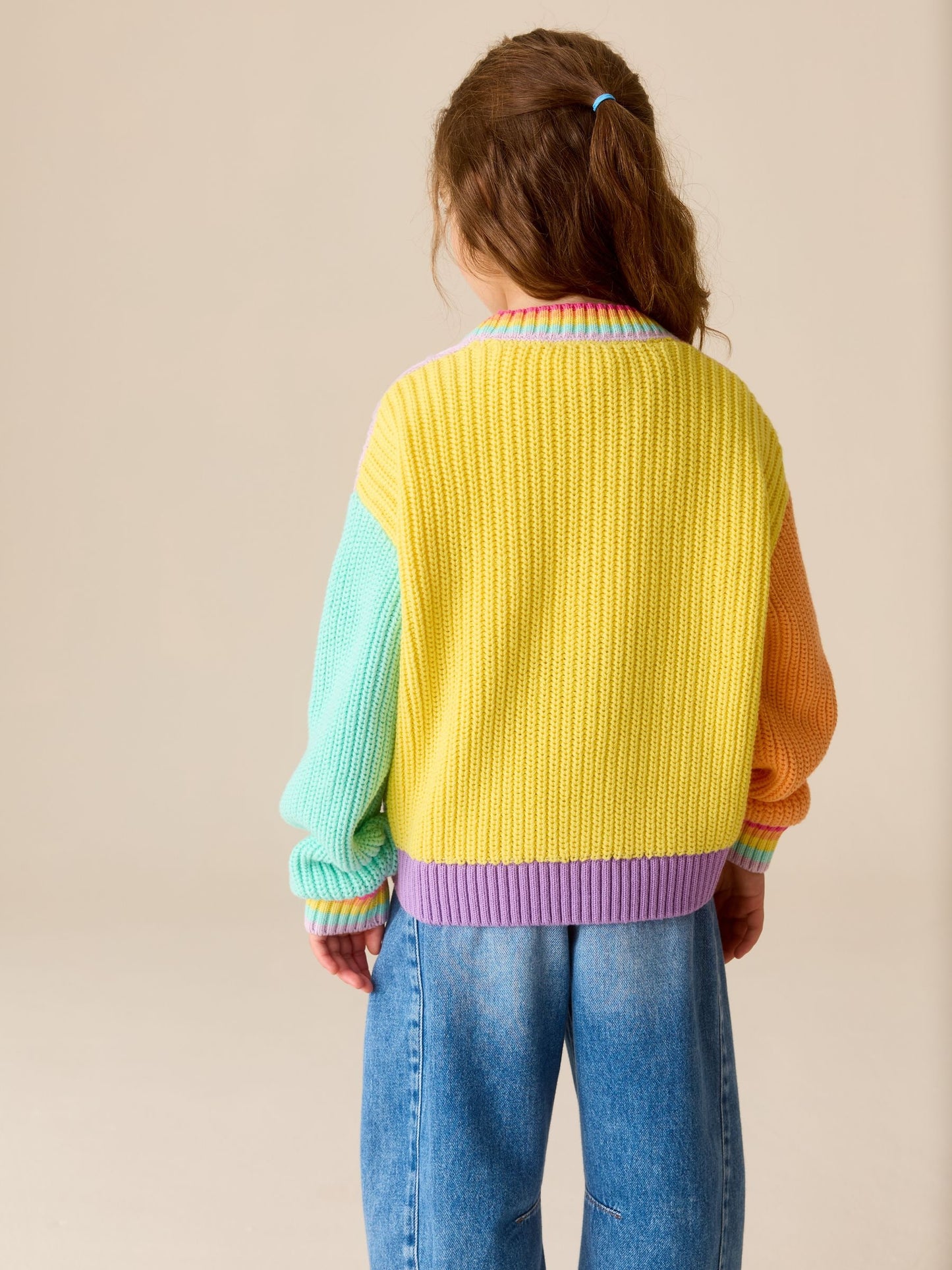 Dsiney Kidz - Little Bird by Jools Oliver Pastel Colourblock Knitted V-Neck Cardigan image 5