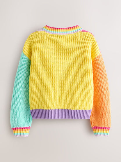Dsiney Kidz - Little Bird by Jools Oliver Pastel Colourblock Knitted V-Neck Cardigan image 7