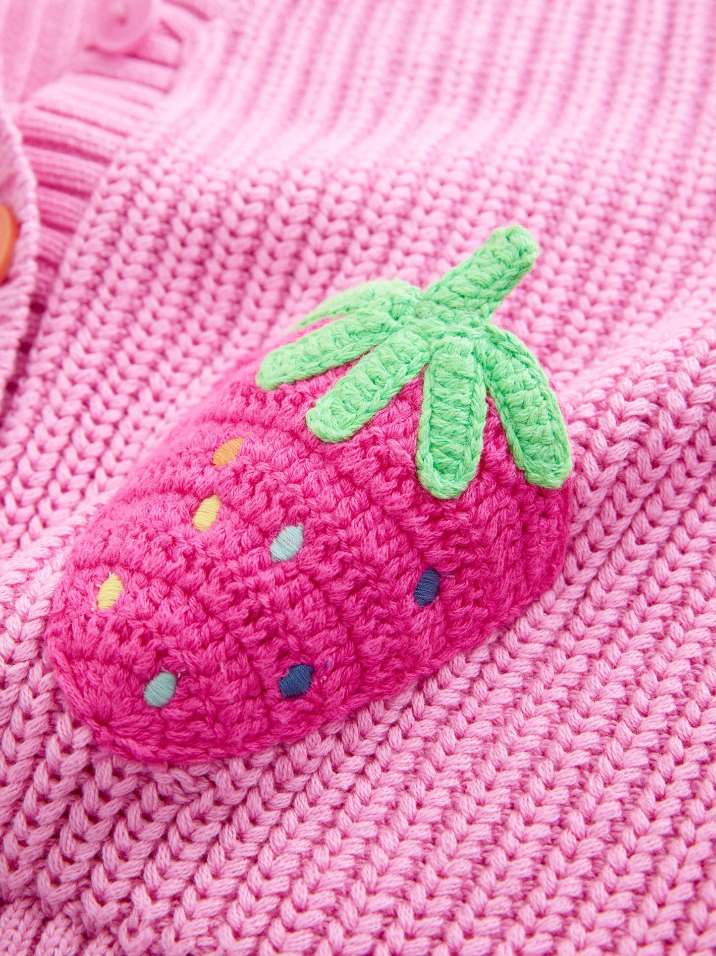 Dsiney Kidz - Little Bird by Jools Oliver Pink Knitted V-Neck Strawberry Cardigan image 6