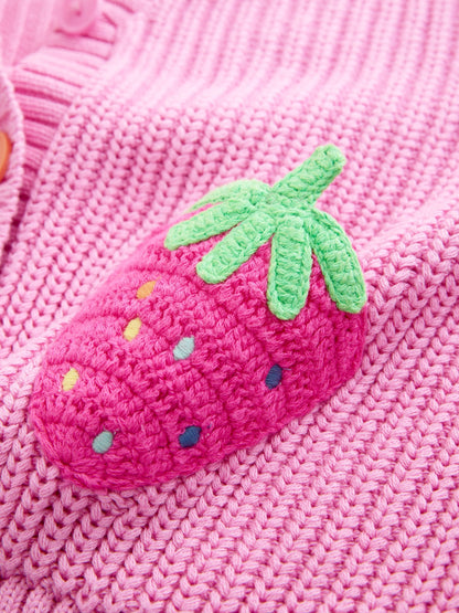 Dsiney Kidz - Little Bird by Jools Oliver Pink Knitted V-Neck Strawberry Cardigan image 6