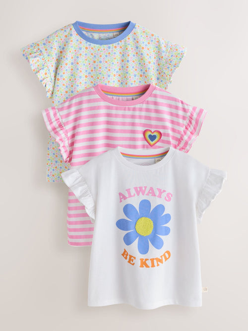Little Bird by Jools Oliver Floral Frill Sleeve T-Shirts 3 Pack image 1
