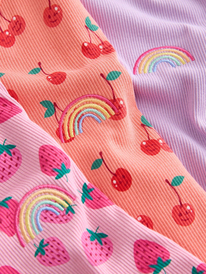 Little Bird by Jools Oliver Fruity Ribbed Jersey Tops 3 Pack image 6