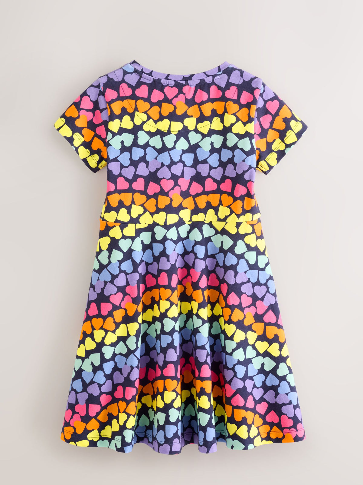 Little Bird by Jools Oliver Rainbow Hearts Short Sleeve Jersey Skater Dress image 6